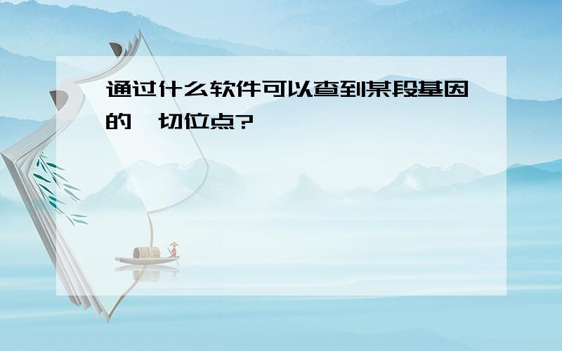 通过什么软件可以查到某段基因的酶切位点?