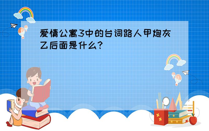 爱情公寓3中的台词路人甲炮灰乙后面是什么?