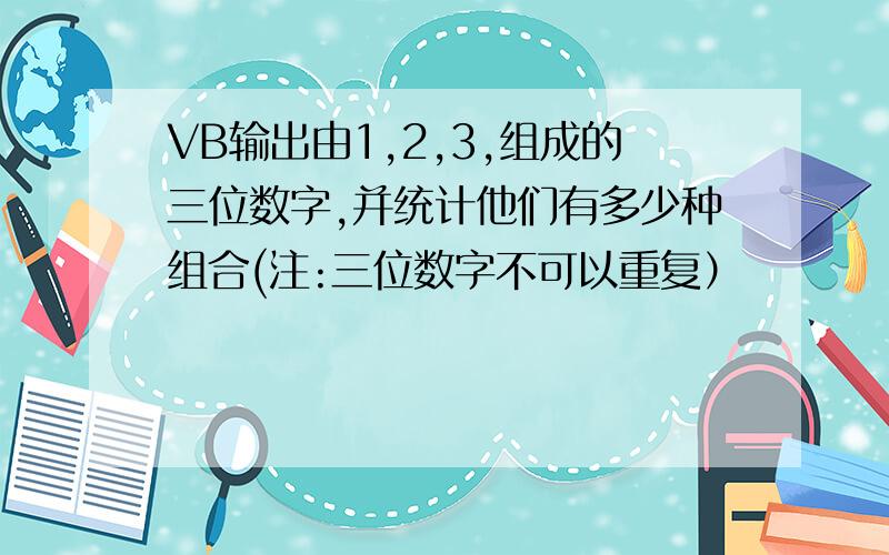 VB输出由1,2,3,组成的三位数字,并统计他们有多少种组合(注:三位数字不可以重复）