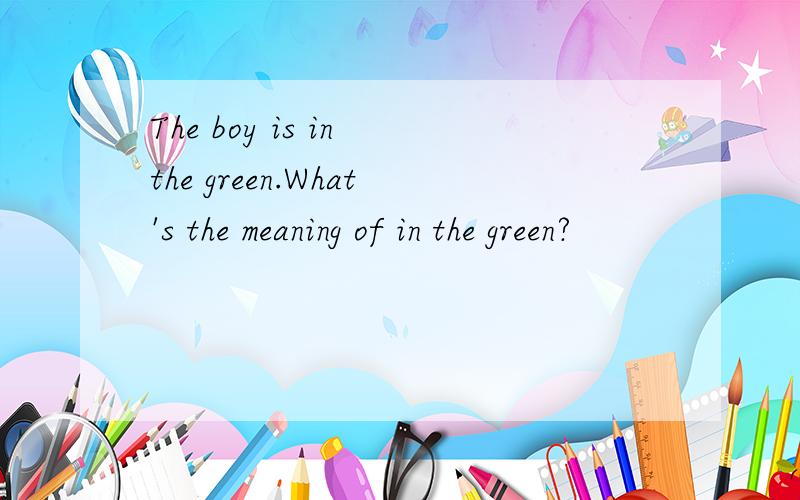 The boy is in the green.What's the meaning of in the green?