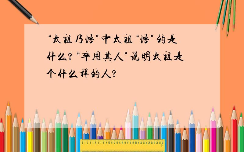 “太祖乃悟”中太祖“悟”的是什么?“卒用其人”说明太祖是个什么样的人?