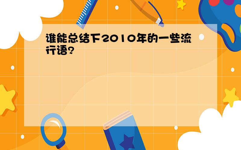 谁能总结下2010年的一些流行语?