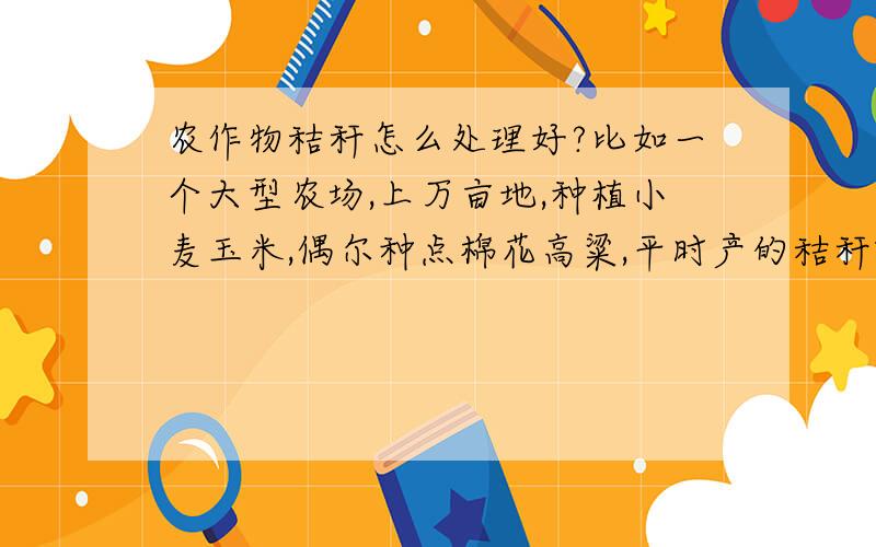 农作物秸秆怎么处理好?比如一个大型农场,上万亩地,种植小麦玉米,偶尔种点棉花高粱,平时产的秸秆就烧了,污染环境.这些小麦 玉米的秸秆怎么利用好呢?