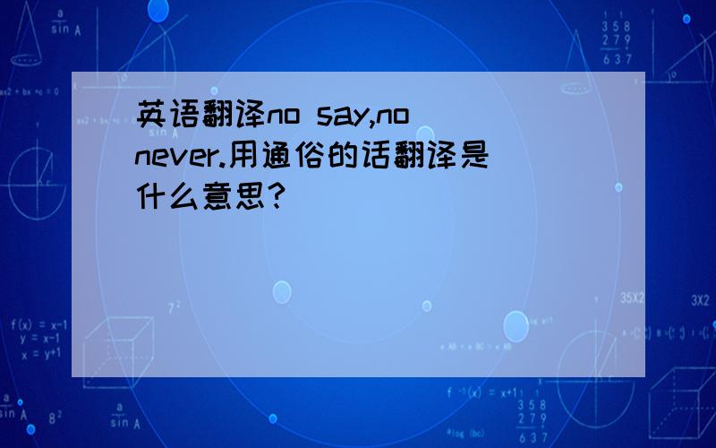 英语翻译no say,no never.用通俗的话翻译是什么意思?