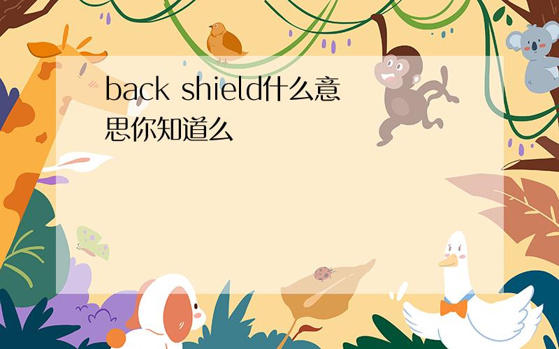 back shield什么意思你知道么