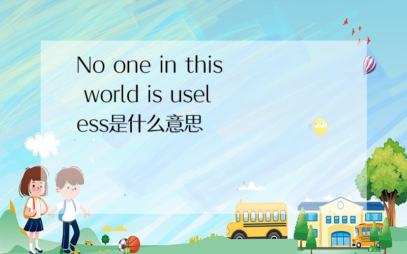 No one in this world is useless是什么意思