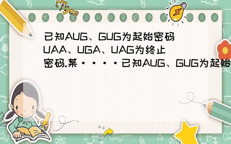 已知AUG、GUG为起始密码UAA、UGA、UAG为终止密码.某····已知AUG、GUG为起始密码UAA、UGA、UAG为终止密码.某信使RNA的碱基排列顺序：AUUGGAUGACAUC··（40个碱基）··CUCUAGAUCU,此信使RNA控制合成的蛋