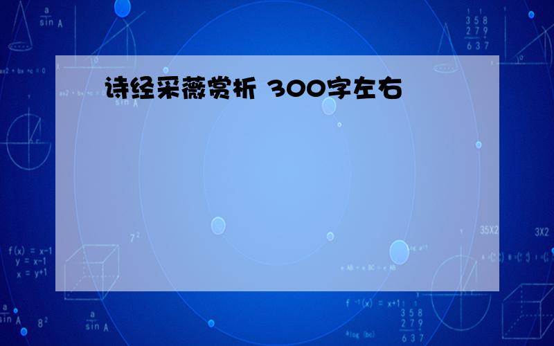 诗经采薇赏析 300字左右