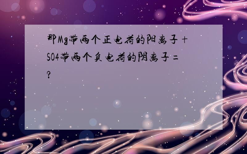 那Mg带两个正电荷的阳离子+SO4带两个负电荷的阴离子=?