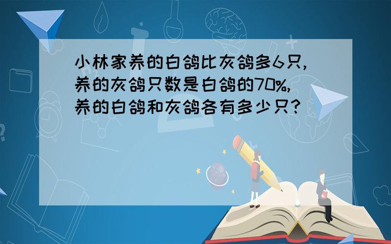 小林家养的白鸽比灰鸽多6只,养的灰鸽只数是白鸽的70%,养的白鸽和灰鸽各有多少只?