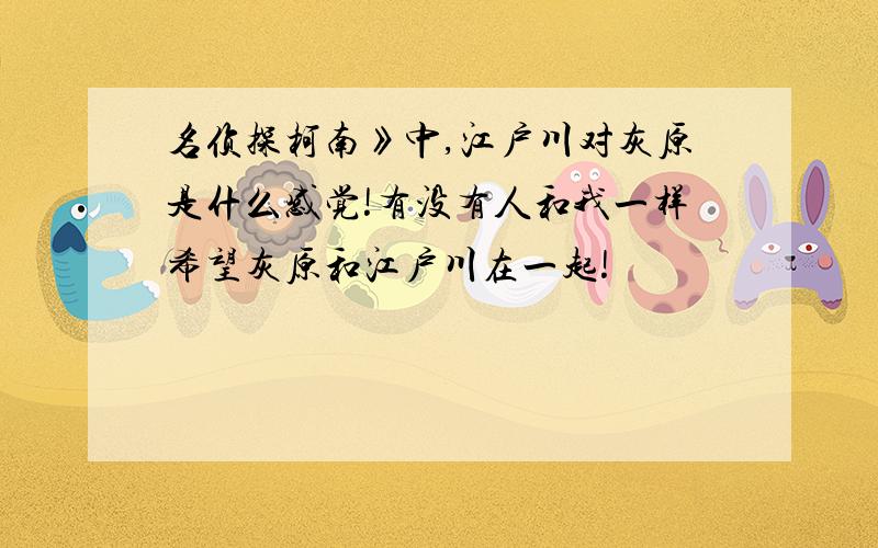 名侦探柯南》中,江户川对灰原是什么感觉!有没有人和我一样希望灰原和江户川在一起!