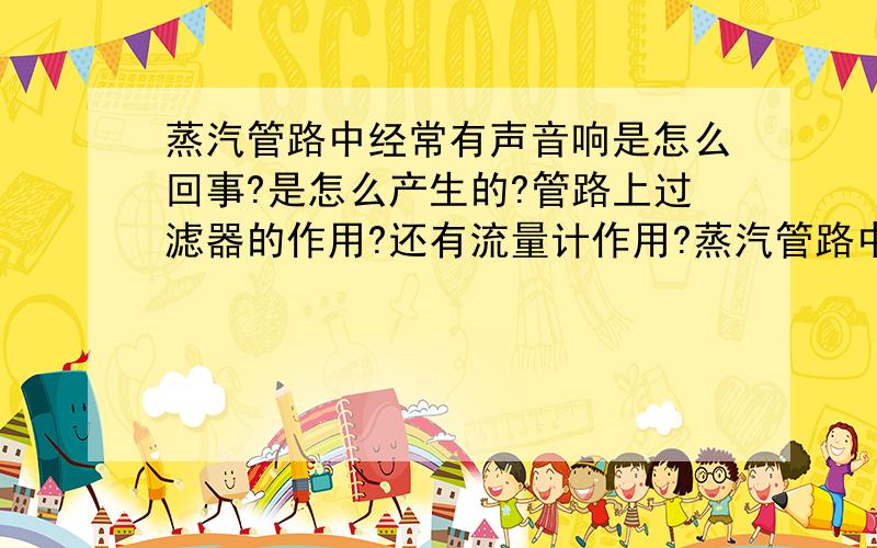 蒸汽管路中经常有声音响是怎么回事?是怎么产生的?管路上过滤器的作用?还有流量计作用?蒸汽管路中经常有声音响是怎么回事?是怎么产生的?再请问蒸汽管路在进入空调机组之蒸汽段之前有