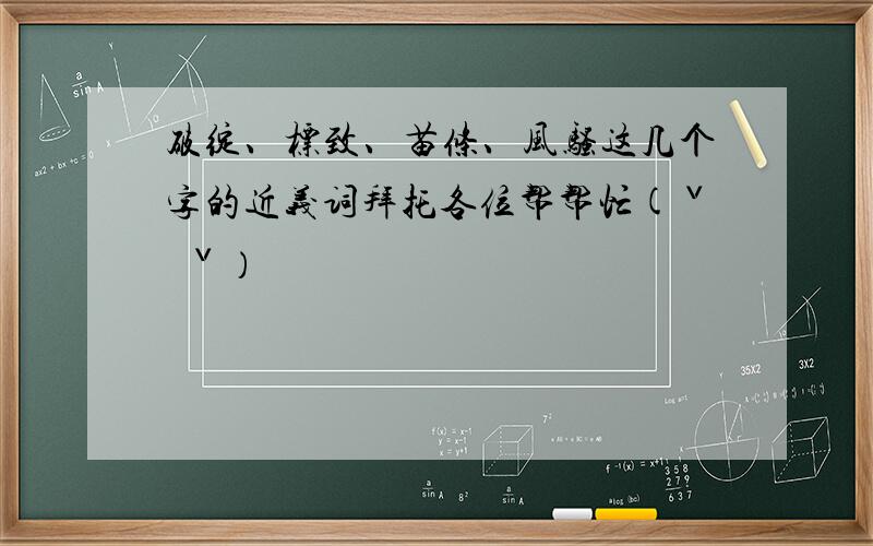 破绽、标致、苗条、风骚这几个字的近义词拜托各位帮帮忙(ˇˍˇ）