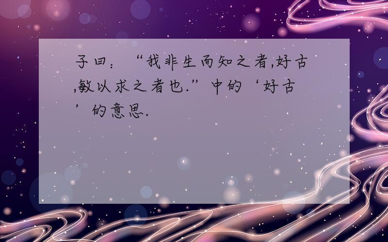 子曰：“我非生而知之者,好古,敏以求之者也.”中的‘好古’的意思.