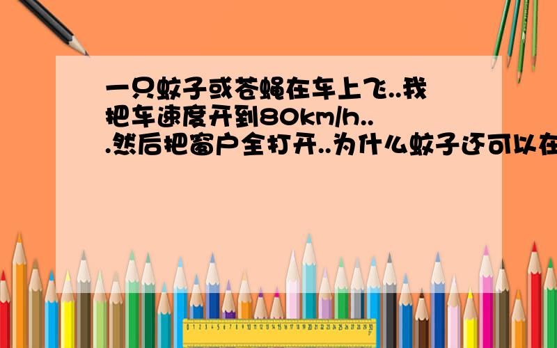 一只蚊子或苍蝇在车上飞..我把车速度开到80km/h...然后把窗户全打开..为什么蚊子还可以在车上悠哉的飞着?