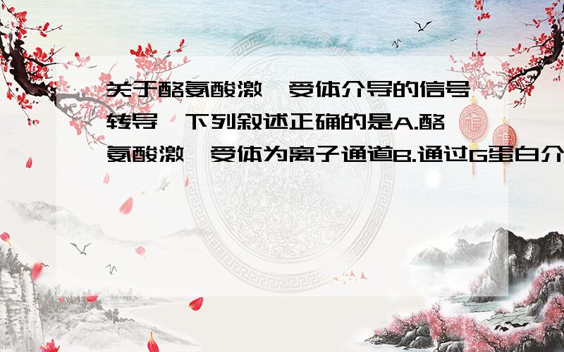 关于酪氨酸激酶受体介导的信号转导,下列叙述正确的是A.酪氨酸激酶受体为离子通道B.通过G蛋白介导激活胞质中的酶C.与配体结合后使胞质中蛋白激酶A激活D.与配体结合后催化生成腺苷酸环