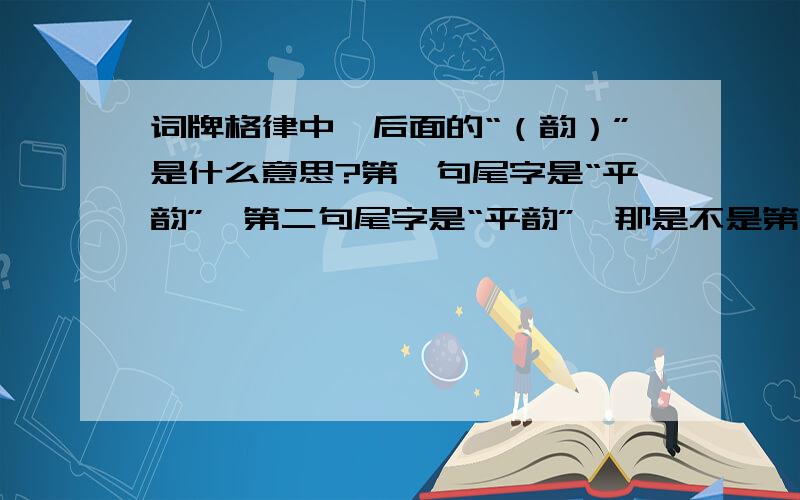 词牌格律中,后面的“（韵）”是什么意思?第一句尾字是“平韵”,第二句尾字是“平韵”,那是不是第一句和第二句最后一个字的韵要相同?还是其他意思?