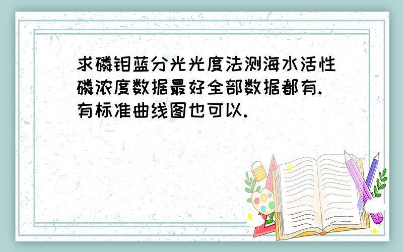 求磷钼蓝分光光度法测海水活性磷浓度数据最好全部数据都有.有标准曲线图也可以.