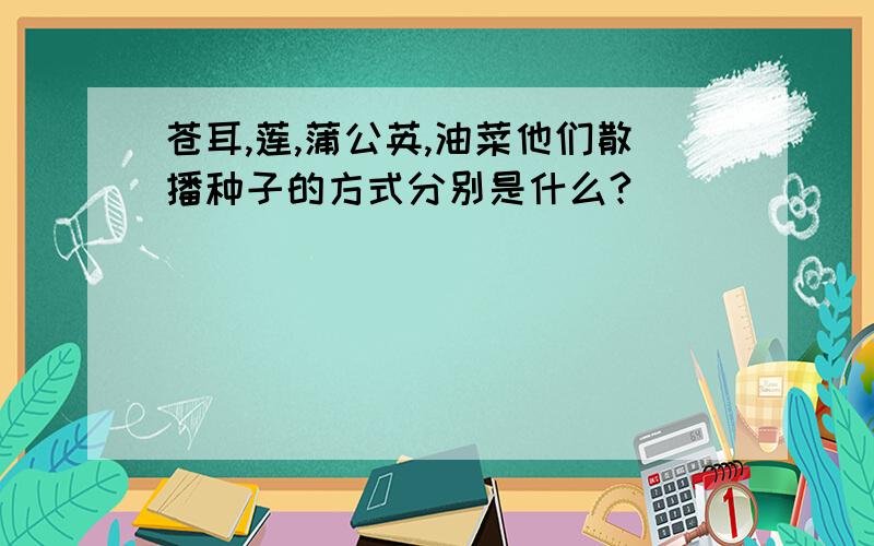 苍耳,莲,蒲公英,油菜他们散播种子的方式分别是什么?