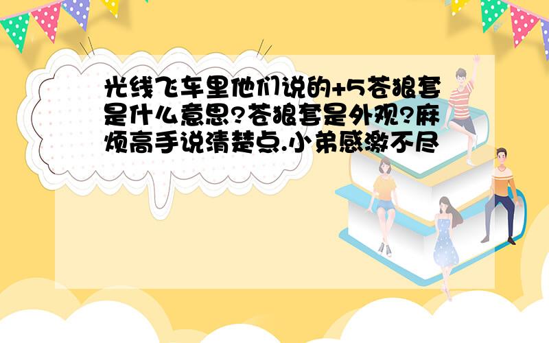 光线飞车里他们说的+5苍狼套是什么意思?苍狼套是外观?麻烦高手说清楚点.小弟感激不尽