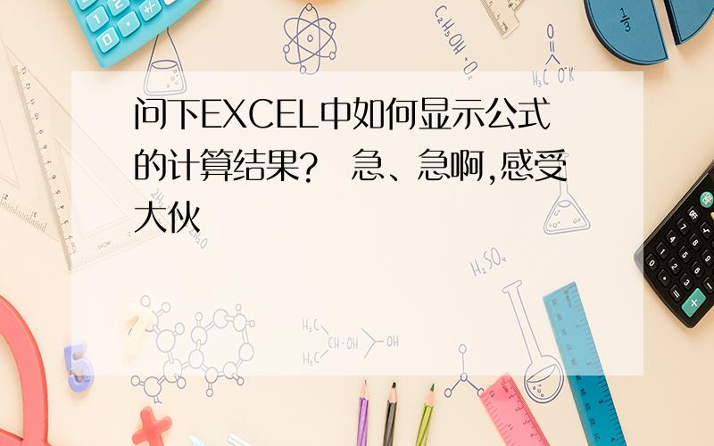 问下EXCEL中如何显示公式的计算结果?　急、急啊,感受大伙