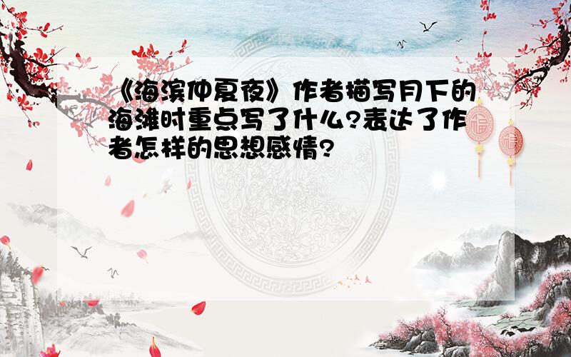 《海滨仲夏夜》作者描写月下的海滩时重点写了什么?表达了作者怎样的思想感情?