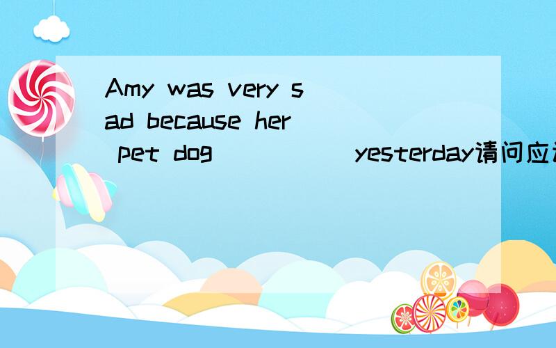 Amy was very sad because her pet dog _____yesterday请问应该填什么?died?可是had died为啥不行?