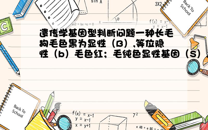 遗传学基因型判断问题一种长毛狗毛色黑为显性（B）,等位隐性（b）毛色红；毛纯色显性基因（S）,等位隐性（s）毛具白班.一只纯红色毛雄狗与毛色为黑白相间的雌狗交配产生幼狗5只,其中