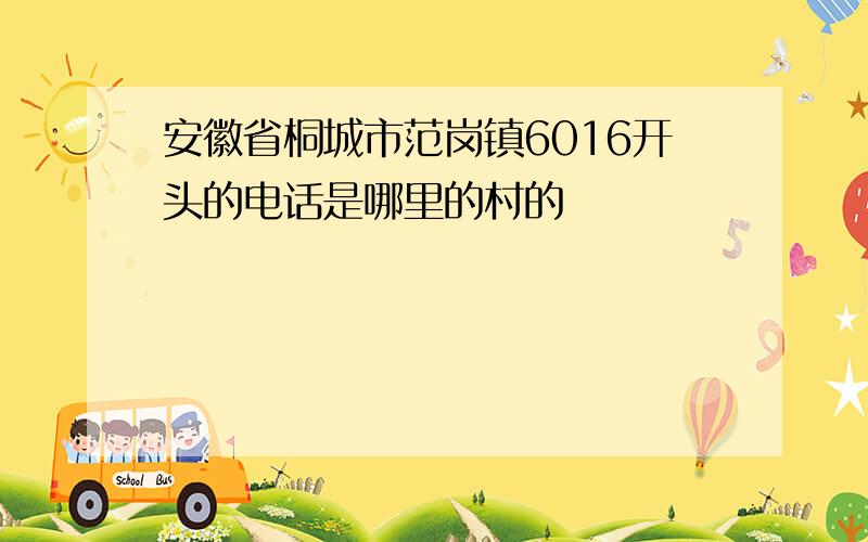 安徽省桐城市范岗镇6016开头的电话是哪里的村的