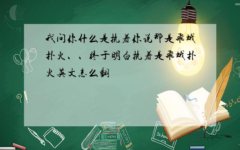 我问你什么是执着你说那是飞蛾扑火、、终于明白执着是飞蛾扑火英文怎么翻