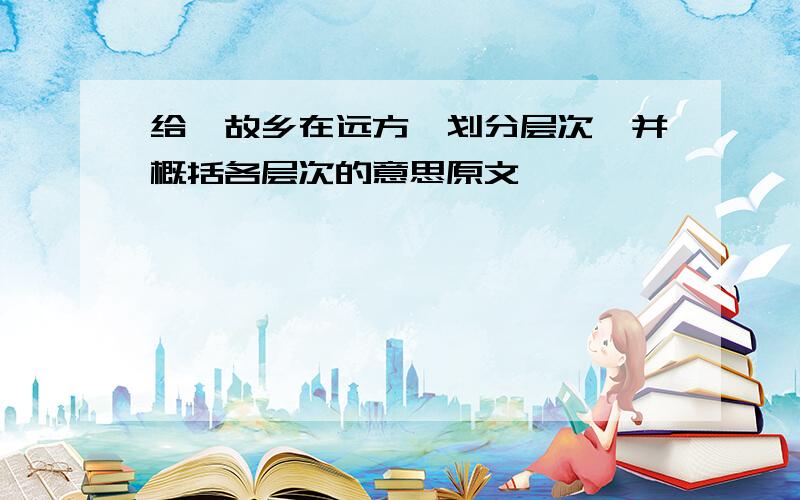 给《故乡在远方》划分层次,并概括各层次的意思原文