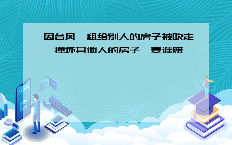 因台风,租给别人的房子被吹走,撞坏其他人的房子,要谁赔