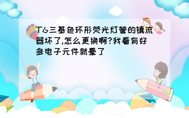 T6三基色环形荧光灯管的镇流器坏了,怎么更换啊?我看有好多电子元件就晕了