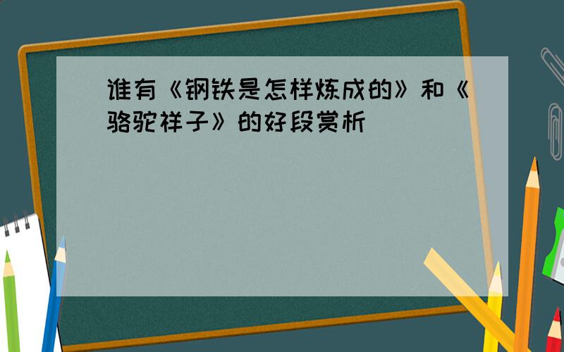 谁有《钢铁是怎样炼成的》和《骆驼祥子》的好段赏析