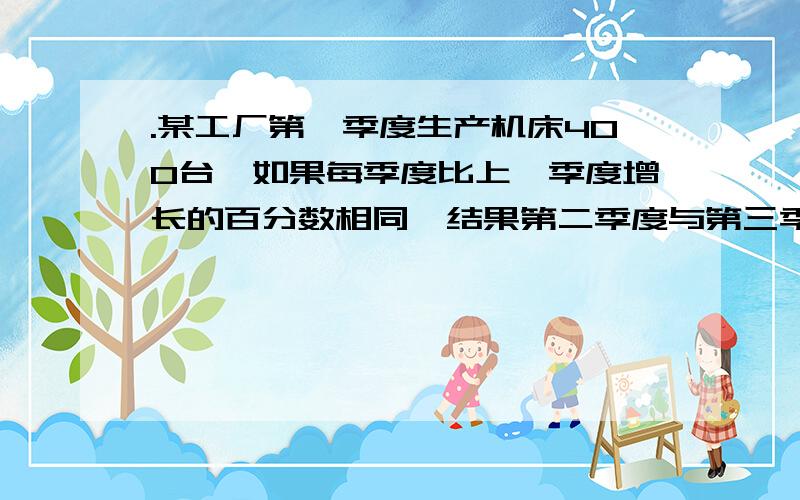 .某工厂第一季度生产机床400台,如果每季度比上一季度增长的百分数相同,结果第二季度与第三季度共生产了1056台机床,这个百分数是______