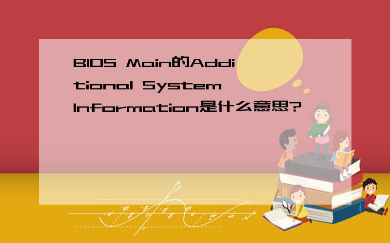 BIOS Main的Additional System Information是什么意思?