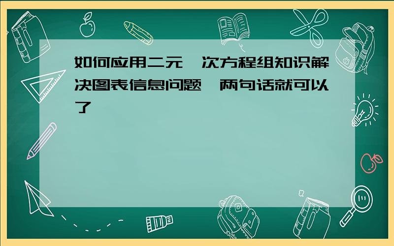 如何应用二元一次方程组知识解决图表信息问题一两句话就可以了