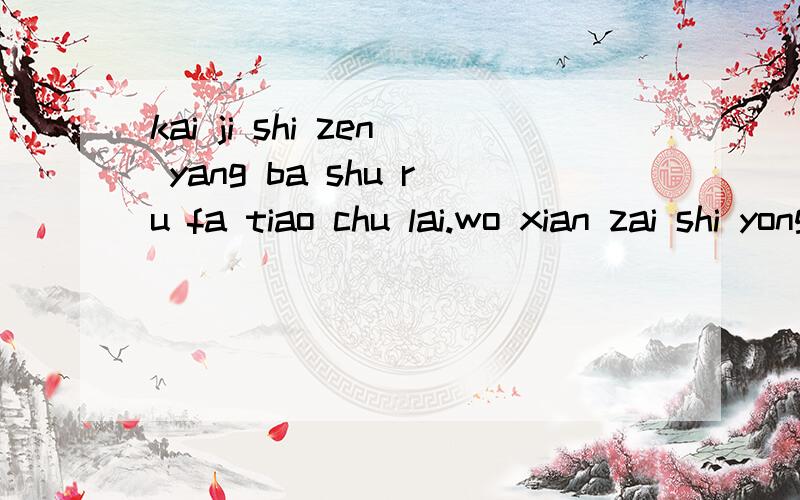 kai ji shi zen yang ba shu ru fa tiao chu lai.wo xian zai shi yong pin yin da zi,shi yin wei kai ji shi mei you zhi dong da kai da zi ruan jian ,qing wen zen me cai neng da kai da zi ruan jian