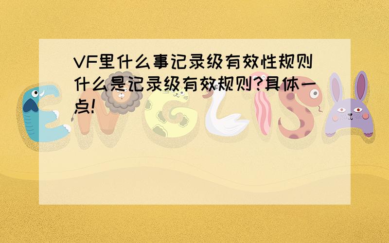 VF里什么事记录级有效性规则什么是记录级有效规则?具体一点!