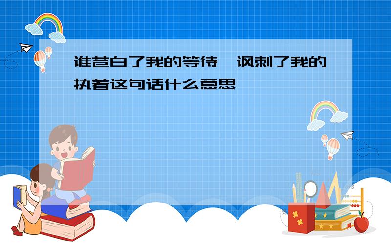 谁苍白了我的等待,讽刺了我的执着这句话什么意思