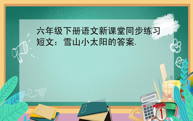 六年级下册语文新课堂同步练习短文：雪山小太阳的答案.