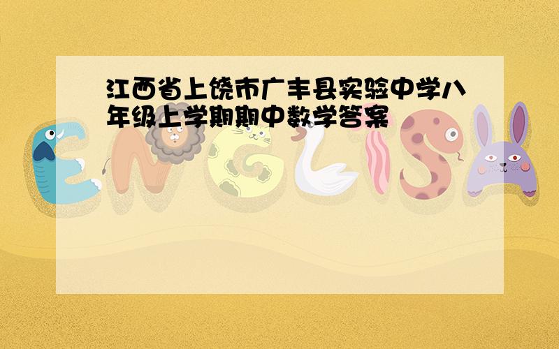 江西省上饶市广丰县实验中学八年级上学期期中数学答案