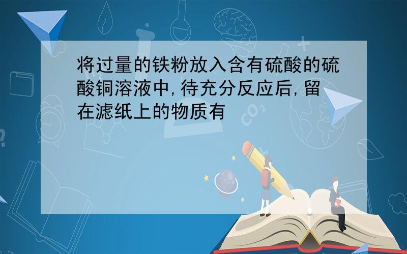 将过量的铁粉放入含有硫酸的硫酸铜溶液中,待充分反应后,留在滤纸上的物质有