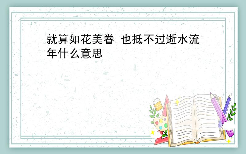 就算如花美眷 也抵不过逝水流年什么意思