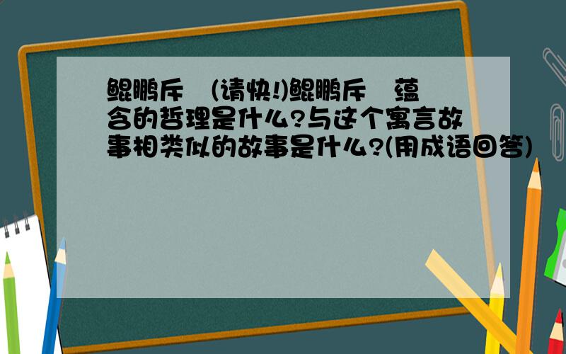 鲲鹏斥鴳(请快!)鲲鹏斥鴳蕴含的哲理是什么?与这个寓言故事相类似的故事是什么?(用成语回答)