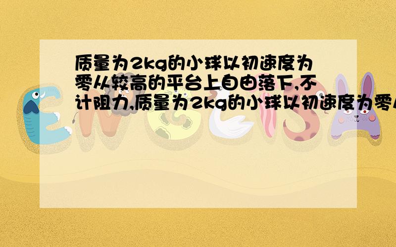 质量为2kg的小球以初速度为零从较高的平台上自由落下,不计阻力,质量为2kg的小球以初速度为零从较高的平台上自由落下,不计阻力,求1)抛出后第2s内动量的变化量2)抛出后5s内重力的冲量