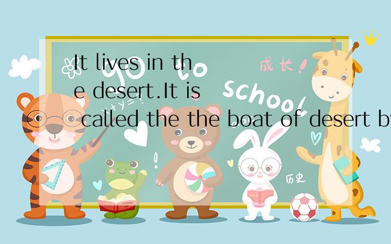 It lives in the desert.It is called the the boat of desert by peaople.(动物名）