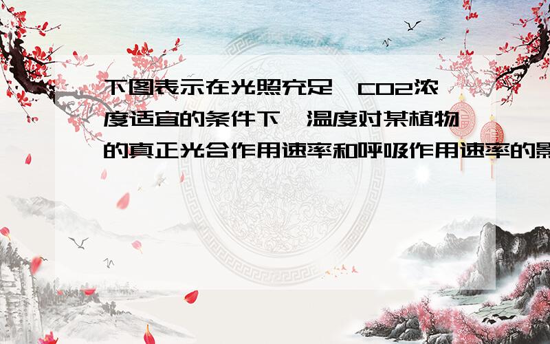 下图表示在光照充足、CO2浓度适宜的条件下,温度对某植物的真正光合作用速率和呼吸作用速率的影响.图表示在光照充足、CO2浓度适宜的条件下,温度对某植物的真正光合作用速率和呼吸作用