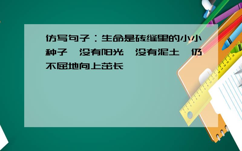 仿写句子：生命是砖缝里的小小种子,没有阳光,没有泥土,仍不屈地向上茁长