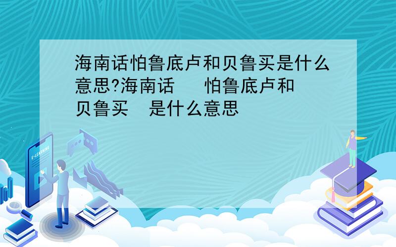 海南话怕鲁底卢和贝鲁买是什么意思?海南话   怕鲁底卢和贝鲁买  是什么意思